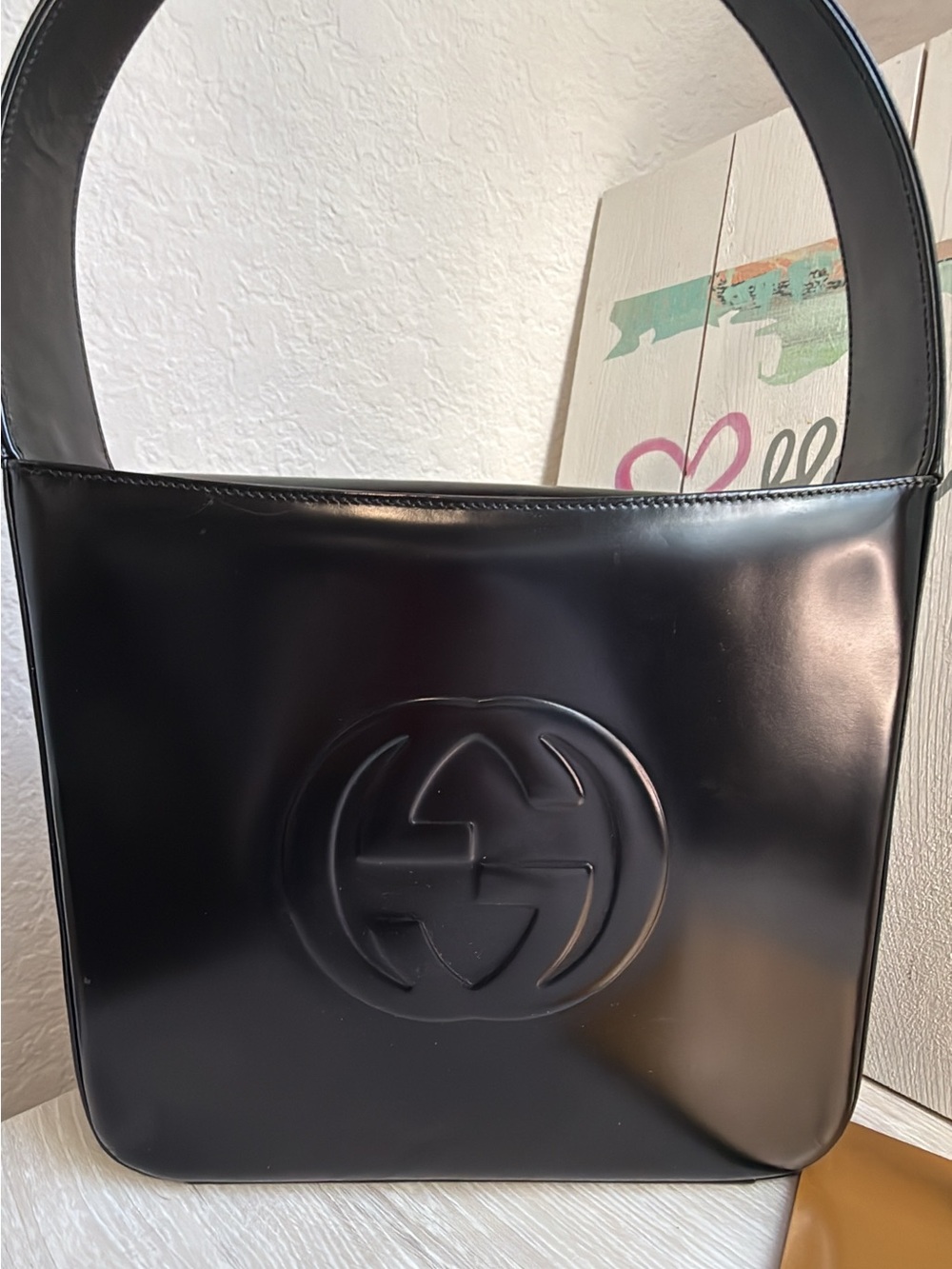 1980’s gorgeous patent leather Marmont GUCCI shoulder bag